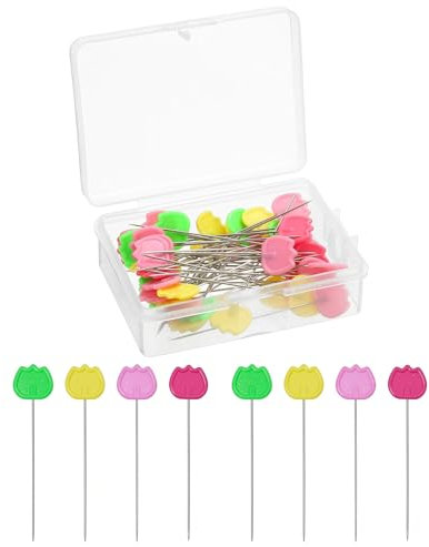 100 STK Tulpen Stecknadeln Mit Kopf 5.5cm, Stecknadeln Mit Kopf Groß, Nähzubehör,Niedliches Pin Halter, Stecknadeln, Nähen zubehör Für Basteln Nähen Säumen Craft, Jewelry Komponenten Dekoration