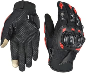 Powersports - Guantes de moto de cross para hombre | Guantes de hombre con protección anticaída con dedos táctiles | Tejido transpirable, cómodo para escalada, motocross, motocicleta, motocicleta al