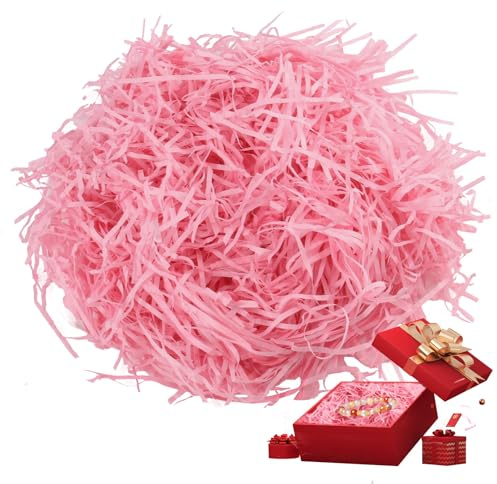 XIAQICA Ostergras Natur 300g Füllmaterial Geschenkkorb Rosa Easter Grass für Osternester, Valentinstag, Muttertag und Geschenkverpackung
