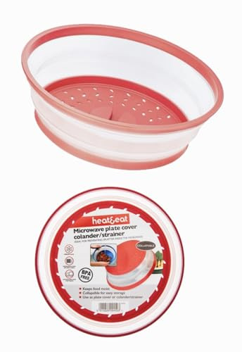 Home Fittings ® Collapsible Microwave Plate Splatter Cover and Colander Dual Function Drainer Fruit Vegetable BPA Free