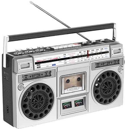 Reproductor retro de casete Boombox con USB/TF/Bluetooth, grabación y transcripción, ideal para familia y viajes