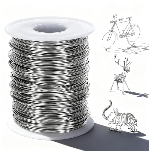 Basteldraht, 0.8mmx100m Edelstahldraht Metallreifendraht Silberdraht Edelstahl Basteldraht für Basteln Bailing-Draht Modellierdraht Schmuckherstellung