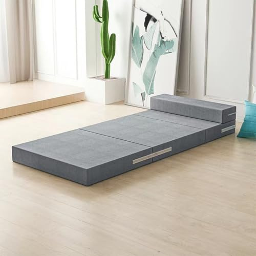 Tragbare Klappmatratze für Doppelbett, 5, 8, 10 cm, mit waschbarem Bezug und Kissen, ideal für Camping, Reisen, Gästebett, Bodengebrauch, Grau, 160 x 60 x 10 cm