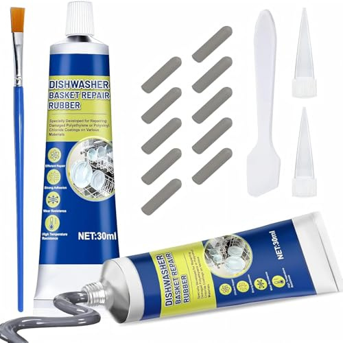 WEILAOK Revêtement Réparation Panier Lave-Vaisselle, Mastic Acrylique Gris, 30ml*2 Revêtement en Caoutchouc Flexible et Pelable, Idéale pour la Réparation des Paniers de Lave-Vaisselle Usés