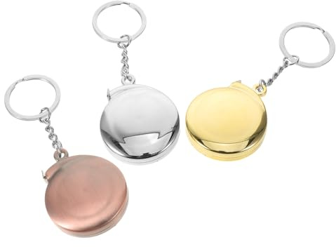 ARTSEWPLY 3 Pezzi Mini Metro a Nastro Portachiavi in Metallo 2 M, Righello di Misurazione Compatto Tascabile per Cucito, Bricolage e Ufficio, Set da 3 Pezzi in Oro, Argento e Rame