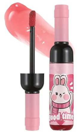Rouge à lèvres liquide bouteille de vin – Teinture mate longue durée – Teinte hydratante imperméable – Vernis à lèvres léger anti-taches pour rendez-vous et fêtes – Maquillage au vin rouge audacieux