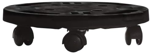 Rodillo para plantas de 30 cm de diámetro, color negro, 100% polipropileno, capacidad de carga de 170 kg, giratorio flexible, ideal para balcón, terraza, jardín e interior
