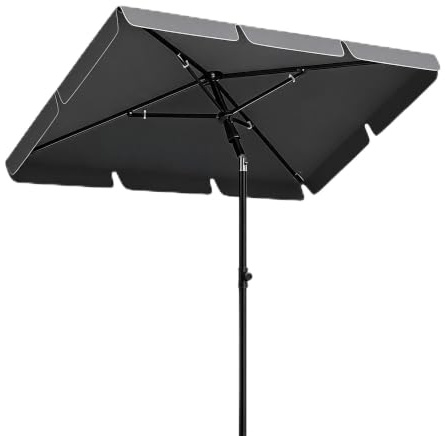 Parasol rectangulaire extérieurérieur 200x125 cm – Protection UV50+ – Hauteur et inclinaison réglables – Fixation par pince, housse incluse – Idéal pour balcon, jardin, terrasse, plage, pelouse – Gris