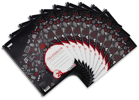 Landré Collegeblock A4 kariert mit Doppelrand, 80 Blatt, schwarz, gelocht, 10 Stück