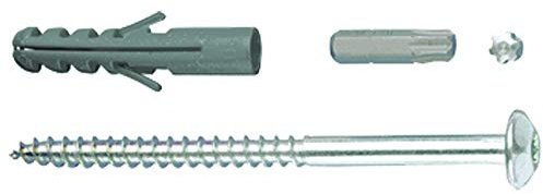 Alberts 554415 Set di viti, Accessori per fissaggio di inferriate, set di viti zincate, 4 pezzi viti & tasselli, 105 x 7 mm