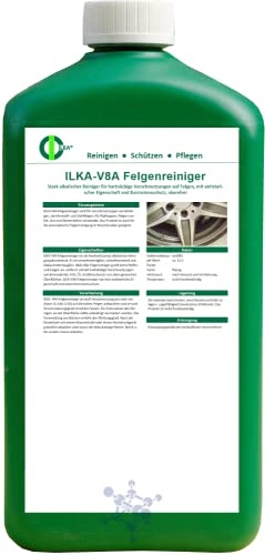 ILKA® - V8A Felgenreiniger alkalisch | 1L | zur Felgenpflege für lackierte Stahl- und Alufelgen - Stark-Reiniger für extreme Verschmutzungen | kurze Einwirkzeit