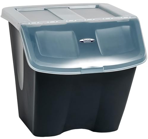 Redmon Since 1883 10 Gallon Stackable Shutter Bins, Black, 7316