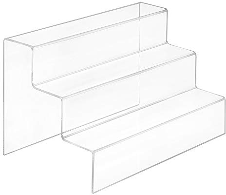 Zeigis - Dekotreppe 3-Stufig 200x125x125mm, glasklares Acrylglas | 40mm Stufentiefe / UV-beständiges Material - für Sammelfiguren, Waren oder Kosmetik in Vitrine und Regal