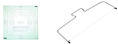 KitchenCraft Sweetly Does It Fondant Mat/Icing Rolling Mat with Measurements, Non Stick Plastic, 50 x 50 cm, 2 Piece Set & Sweetly Does It Cake Leveller/Cake Cutter Wire, Carbon Steel, 40 cm