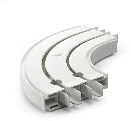 DQ-PP Arc Rond avec Embouts pour Rails de Rideaux | Ensemble de 2 pièces | Double | Plastique PVC | Blanc | Traitement des fenêtres | Plafond | Arcs d'extrémité Courbes