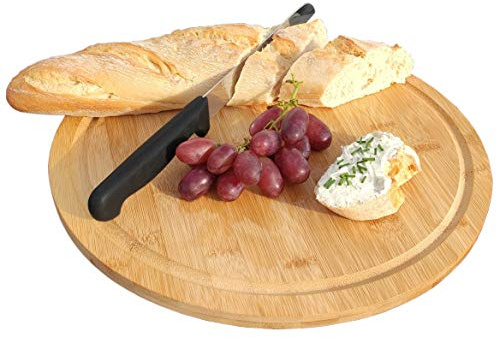 GERSO Schneidebrett nachhaltig aus Bambus D=33cm rundes Brett für Brot Pizza Obst Fleisch Gemüse zum Schneiden