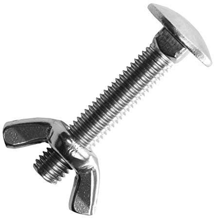 Schlossschrauben M6x60/60 mm mit Flügelmuttern M6 aus Edelstahl A2 (10 Stück) | DIN 603 & ähnl. DIN 315 - Flachrundschrauben - Schmetterlingsmuttern von MESAROS®