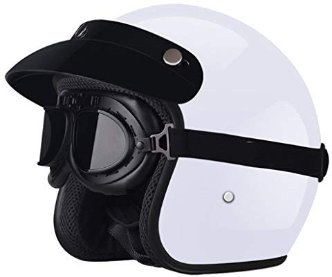 Design Scodella retrò Caschi Cromwell, Unisex Motociclo Casco Half-Face Helmet Aperto Casco Conchiglia, Visiera Sole Sferica AntiGraffio Professionale per Motorino Scooter Bici Casco Tedesco Classi