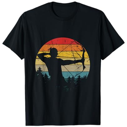Bogenschießen Geschenk Bogensport Archery Bogenschütze Zielscheibe T-Shirt für Damen und Herren in Schwarz, S, Klassische Passform, Kurzarm, Unisex, Pullover, Rundhals, Baumwolle 80%, Polyester 20%