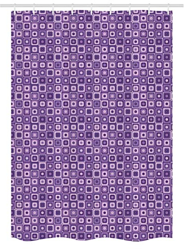 Ambesonne Retro Stall Shower Curtain, Monochromatic Style Rounded Corners Squares in Purple Color Palette Print, Decorative Fabric Set with Hooks for Bathroom, 54 W x 78 L, Quartz and Pale Mauve
