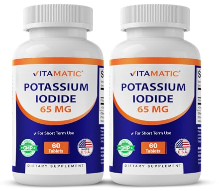Vitamatic Potassium Iodide 65 mg per Serving - 60 Tablets - Thyroid Support - KI Pills (60 Count (Pack of 2))