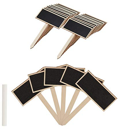 48 x Pflanzenstecker Tafel, zum Beschriften, Pflanzschilder Kräutergarten, HxB 14x9 cm, Holz Kräuterschilder, natur