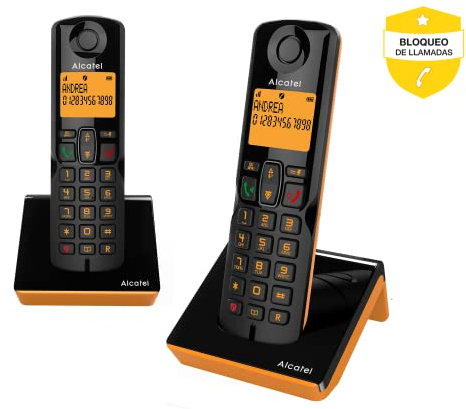 Alcatel S280 duo orange Telephone sans fil duo, mains libres, Repertoire 50 noms et numeros fonction blocage des appels indésirables,