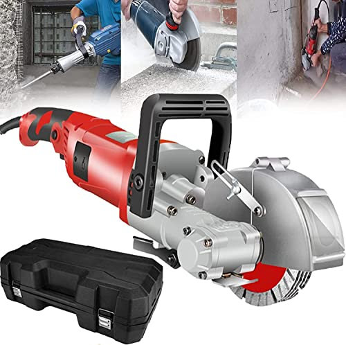 JIADUOFU Rozadoras Eléctricas,4000w 7500r / Min Multifuncional Rozadora Pared Profesional con Hoja De Sierra De 5, Rofundidad 0-37mm, para Operaciones De Ranurado De Paredes Y Suelos,Red-110V