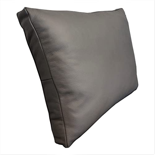 Quattro Meble Graues Anthrazite Echt Leder Kissen Sofa & Stuhl Deko Kissen Echtleder Rückenkissen Rindsleder - Volleder Leder Zierkissen Lederkissen Modell P&Z (40 x 50 cm)