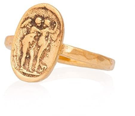 Münzring, Antiker römischer Münzring, Signet-Münzring. 24K vergoldeter antiker griechischer Silberring. Münzring aus 925er Sterlingsilber.