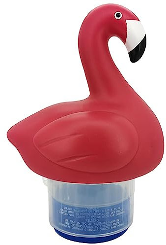 Syfunlv Schwimmender Chlorspender,Pool Dosierschwimmer,Schwimm Chemical,Tiere förmiger Chlor Dosierer,Dosierschwimmer Pool mit Hygrometer, für Bad Spa Aquarium und Pool Wasser sauber (Flamingoform)