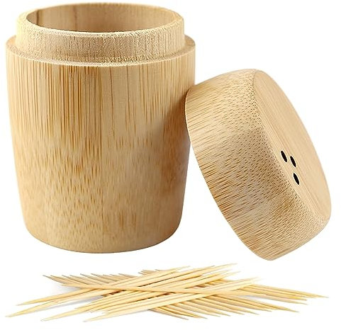 LNQ LUNIQI Zahnstocherspender aus Bambus, Zahnstocher-Boxen, Schreibtisch-Zahnstocherhalter, Holz, für Zuhause, Restaurant, Hotel