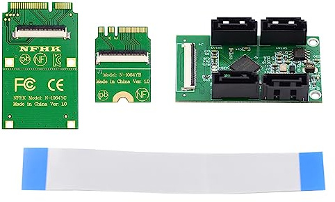 NFHK Mini PCI-E PCI Express & NGFF A+E Key auf SATA 3.0 Vier Ports Adapterkabel 6 Gbit/s Festplatte Verlängerungskarte für SSD