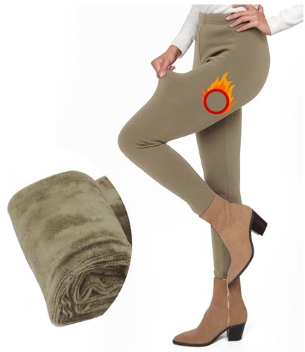 FUTURO FASHION Dam pälsfodrade tjocka leggings termiska fleecefodrade leggings kvinnor I mysig vardaglig varm stretchig mellanmidja och hög midja polära byxor byxor I storlekar S-3XL, Cappuccino, L