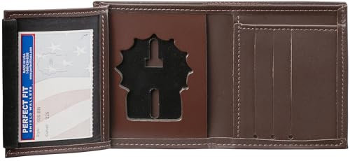 Perfekt passform sköldplånböcker NYPD detektivstil dold bricka plånbok läder brun (utskuren PF225)