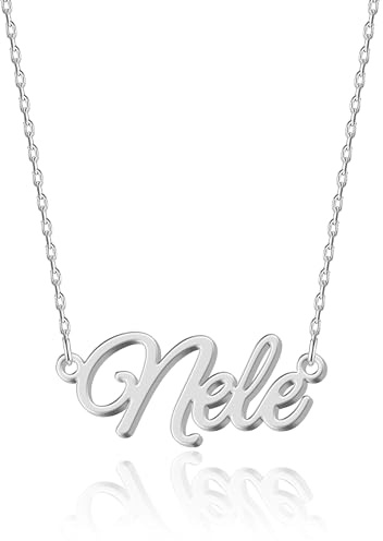 UMAGICBOX Personalisierte Namenskette | 14 Schriftarten zur Auswahl | Anpassbarer Anhänger aus 18K vergoldetem Edelstahl und Sterling Silber | Unvergessliches Geschenk für Sie