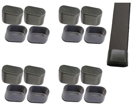 Simpracon Oval Chair Leg Caps with Felt Small Chair Leg Floor Protectors Furniture Pad Table Feet Covers for Hardwood Floors Prevent Scratches,No Noise (Black,16 Pcs 34 x 16 mm)