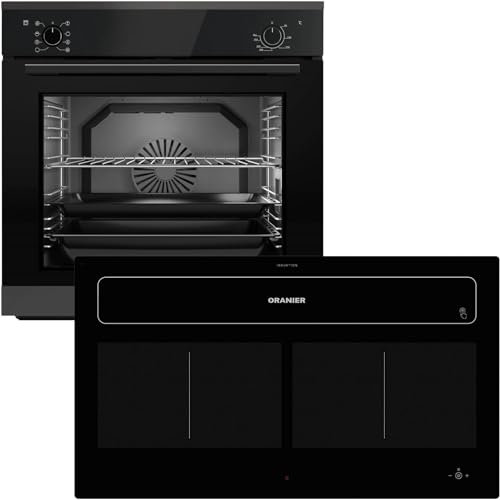 Oranier Einbau-Backofen Set EBS320 autark - 9 Funktionen & Flächeninduktions-Kochfeld 90 cm Dunstabzug KFL 2092-4 Kochzonen & Brückenfunktion