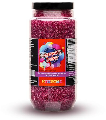 Premium Zuckerwattezucker Grob Dose Spezialzucker Kristalle (700 g, Kirsche)