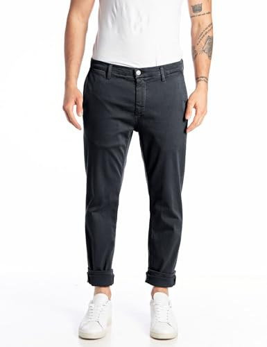 REPLAY Hommes Chino Zeumar Slim-Fit Hyperflex X-Lite mit Stretch, Bleu (Bleu 010-1), 33W / 32L
