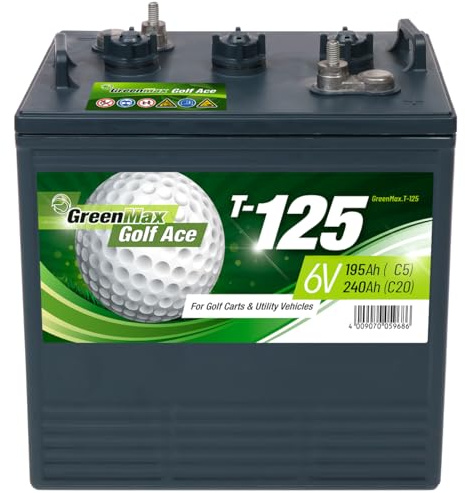 GreenMax Golf Ace T-125 (6V 240Ah) - Hochleistungs-Blei-Säure-Batterie für Golfcarts und Elektrofahrzeuge - Zuverlässig, Langlebig, Effizient, 99% Recycelbar