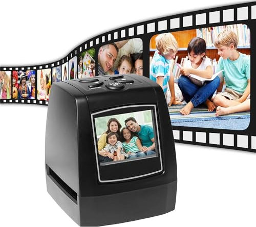 Digital Film Slide Scanner, Film Slide Scanner with 2.36 HD Screen, Convert 35mm, 110mm Films Slides To Digital JPEG, Adjustabel Screen Brightness and Compatible with Multiple Systems, for Travel