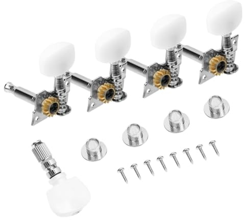 BESTonZON Banjo Stimmwirbel Satz 4 1 Banjo Mechaniken Verschleißfest Silber Universalgröße Stimmsatz Zubehör Für Präzises Stimmen Und Einfache Montage