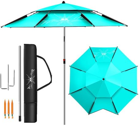 ZYXQQJ Sonnenschirm Strand Reise 200/220/240/260cm Angelschirm Beach Sonnenschutz Leicht Tragbar Strandschirm Windfest Stabil (Color : Straight, Size : 2.4m/7.8ft)
