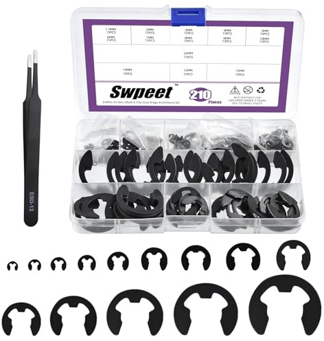 Swpeet Rondelles de sécurité en forme d'étoile en acier au manganèse, M1,5, M2, M2,5, M3, M3,5, M4, M5, M6, M7, M8, M9, M10, M12, M15, circlips externes, anneau de retenue