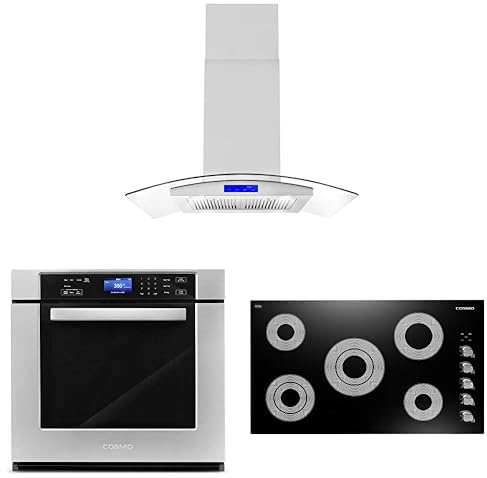 Cosmo 3-Piece 36 Electric Cooktop 36 Island Range Hood 30 Electric Wall Oven