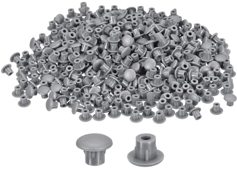 sourcing map 2000Pcs Screw Hole Plugs, 5mm(3/16) Dia Plastic Round Button Plugs Snap in Locking Hole Covers Flush Type Caps for Furniture Cabinet, Dark Grey