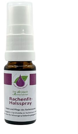 Die Aromaölmanufaktur RACHENFIT HALSSPRAY 10ml - Rachenspray zur Anwendung bei Halsschmerzen und ersten Anzeichen einer Halsentzündung, Natürliche Inhaltsstoffe | wohltuendes Halsspray zur Pflege von Hals und Rachen bei ersten Anzeichen von Kratzen und Reizung.