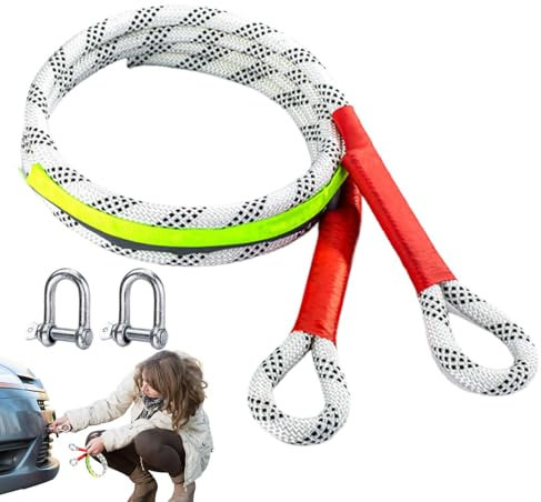 Abschleppseil Set - Robustes Abschleppseil aus Nylon | Hochfestes Abschleppseil mit Stahl-Entriegelungsschnallen, professionelles Abschleppseil in ny
