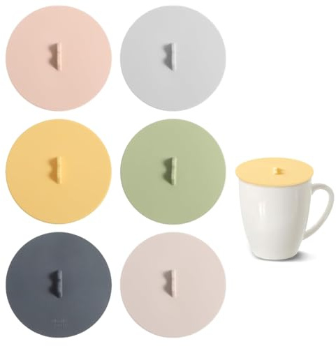 WeddHuis 6 Piezas Tapas de Silicona Reutilizables Antipolvo para Tazas Vasos de Café Jarras de Cerveza (10cm) (Multicolor)